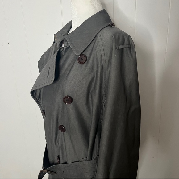 Vintage Burberrys London 100% Cotton Grey Trench Coat Double Breasted Women's XL - Picture 7 of 15